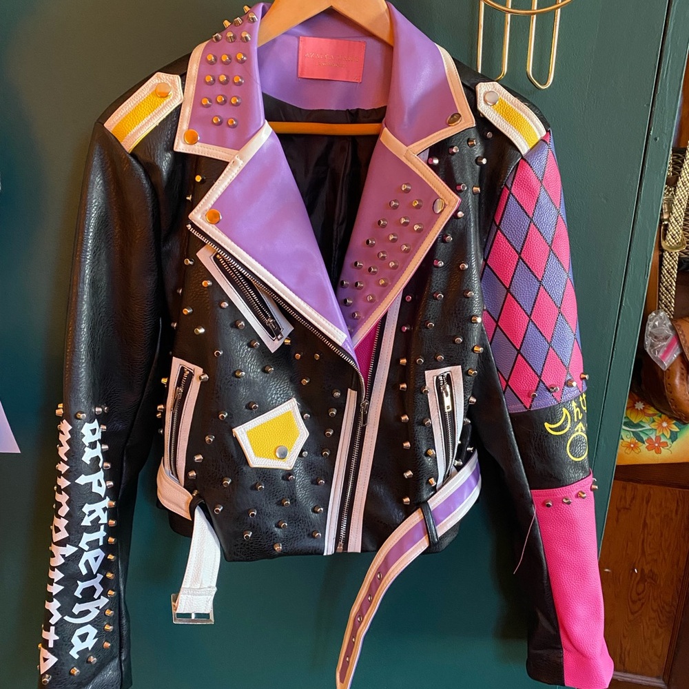 Azalea Wang Studded Faux Leather Zodiac Jacket